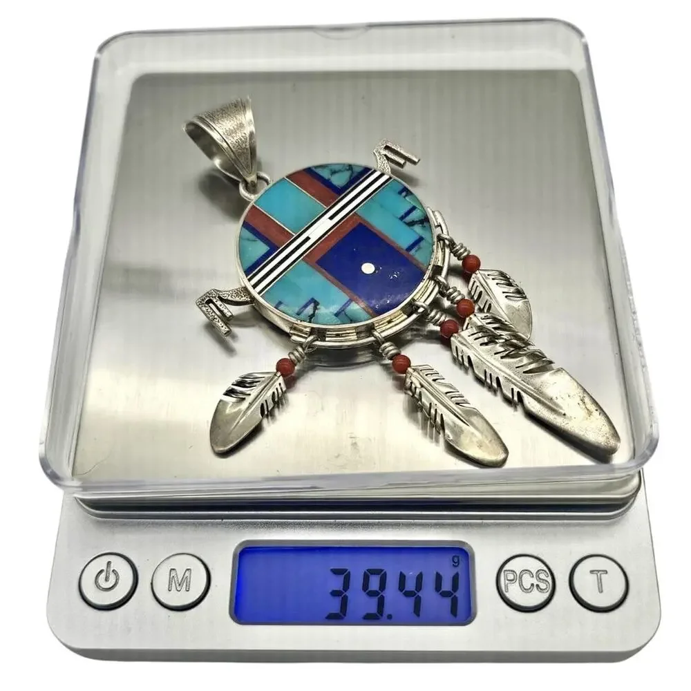 Rare Ray Tracey Knifewing Navajo Sterling Silver Pendant & Turquoise Necklace